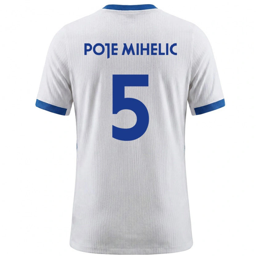 Danxen Hombre Camiseta Eslovenia Naja Poje Mihelič #5 Blanco Azul 1ª Equipación 26-28 La Camisa México