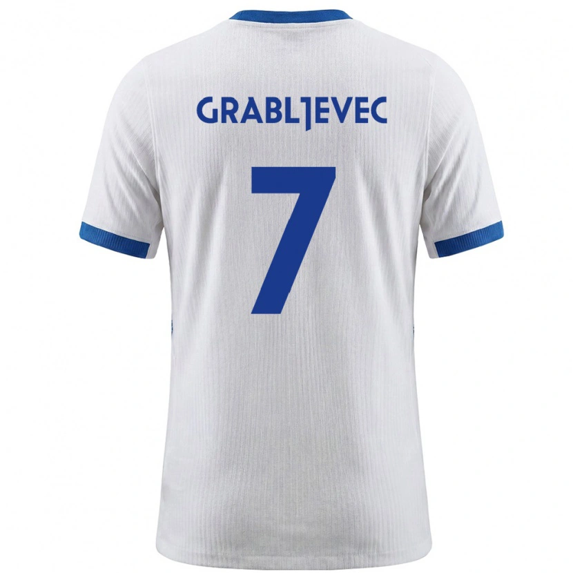 Danxen Hombre Camiseta Eslovenia Anze Grabljevec #7 Blanco Azul 1ª Equipación 26-28 La Camisa México