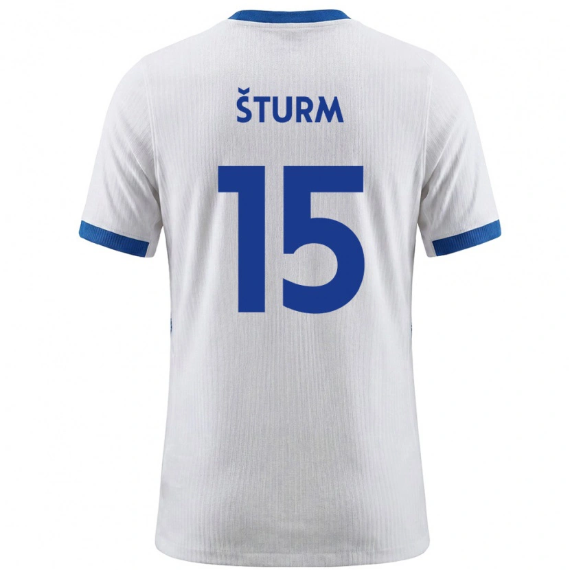 Danxen Hombre Camiseta Eslovenia Danijel Sturm #15 Blanco Azul 1ª Equipación 26-28 La Camisa México