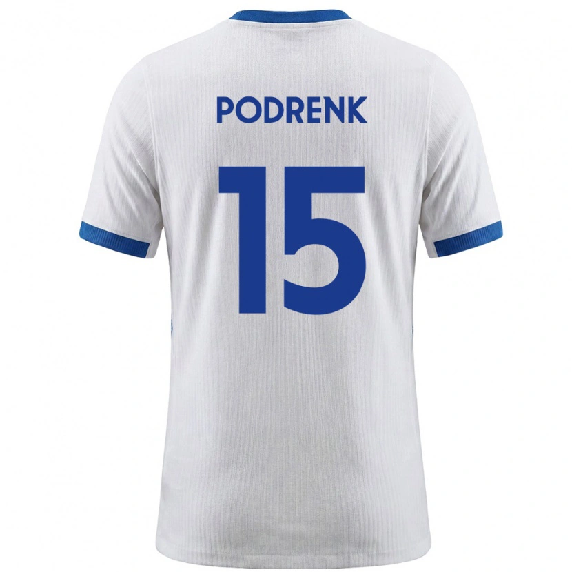 Danxen Hombre Camiseta Eslovenia Nik Podrenk #15 Blanco Azul 1ª Equipación 26-28 La Camisa México