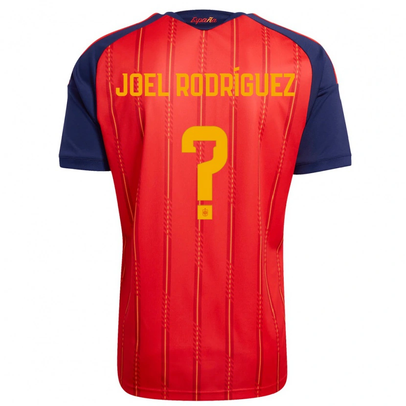 Danxen Hombre Camiseta España Joel Rodríguez #0 Rojo Marino Amarillo 1ª Equipación 26-28 La Camisa México