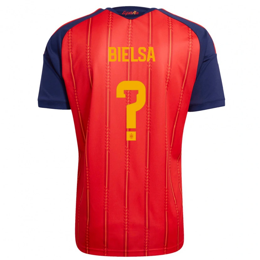 Danxen Hombre Camiseta España Adrián Bielsa #0 Rojo Marino Amarillo 1ª Equipación 26-28 La Camisa México