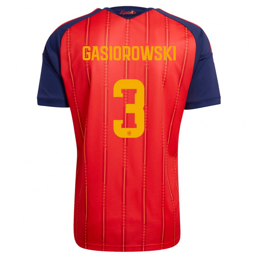 Danxen Hombre Camiseta España Yarek Gasiorowski #3 Rojo Marino Amarillo 1ª Equipación 26-28 La Camisa México