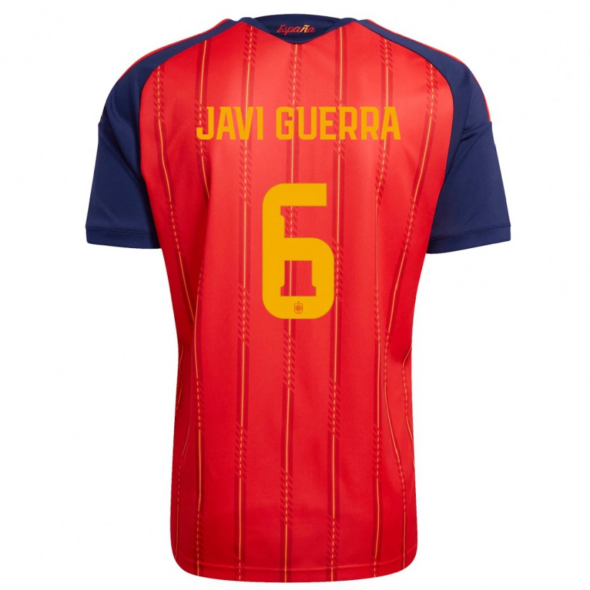 Danxen Hombre Camiseta España Javi Guerra #6 Rojo Marino Amarillo 1ª Equipación 26-28 La Camisa México