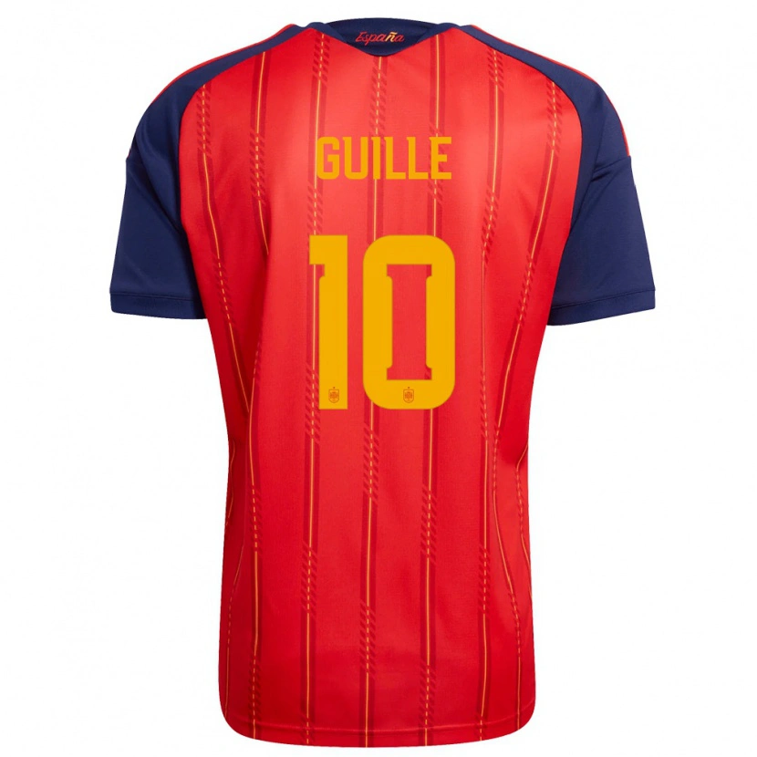 Danxen Hombre Camiseta España Guille Fernández #10 Rojo Marino Amarillo 1ª Equipación 26-28 La Camisa México