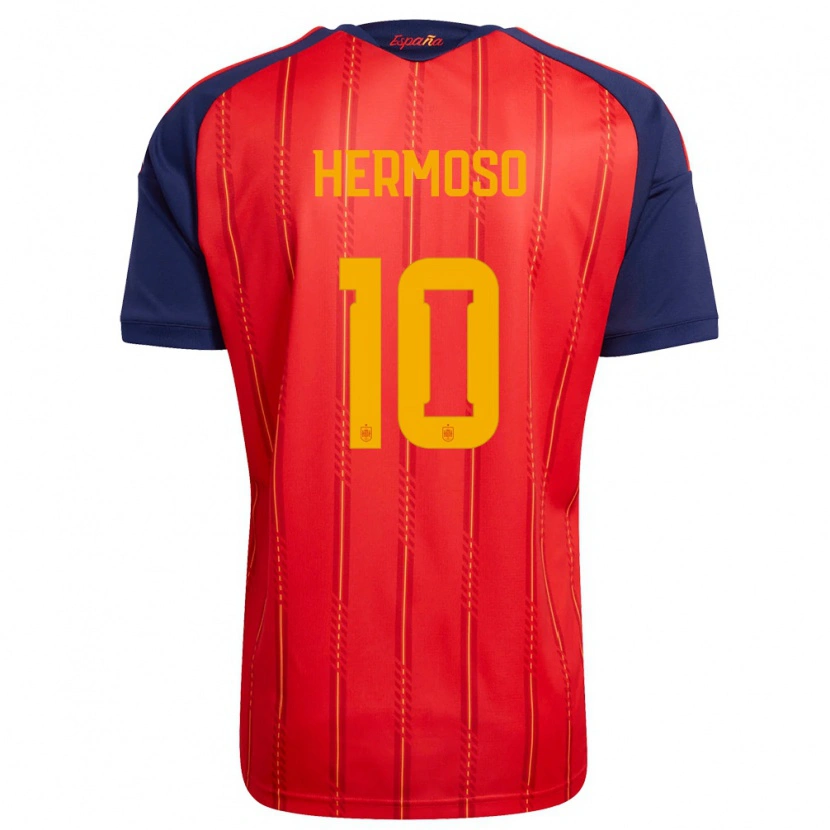 Danxen Hombre Camiseta España Jennifer Hermoso #10 Rojo Marino Amarillo 1ª Equipación 26-28 La Camisa México
