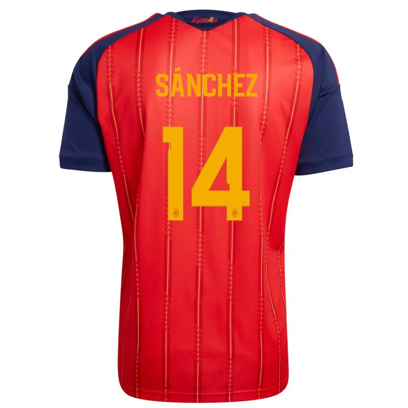 Danxen Hombre Camiseta España Selton Sánchez #14 Rojo Marino Amarillo 1ª Equipación 26-28 La Camisa México