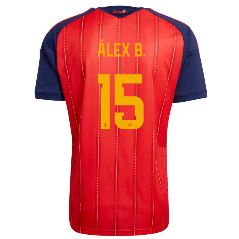 Danxen Hombre Camiseta España Álex Baena #15 Rojo Marino Amarillo 1ª Equipación 26-28 La Camisa México