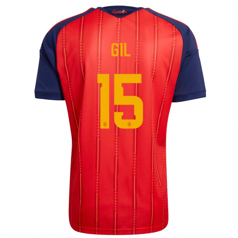 Danxen Hombre Camiseta España Miguel Gil #15 Rojo Marino Amarillo 1ª Equipación 26-28 La Camisa México