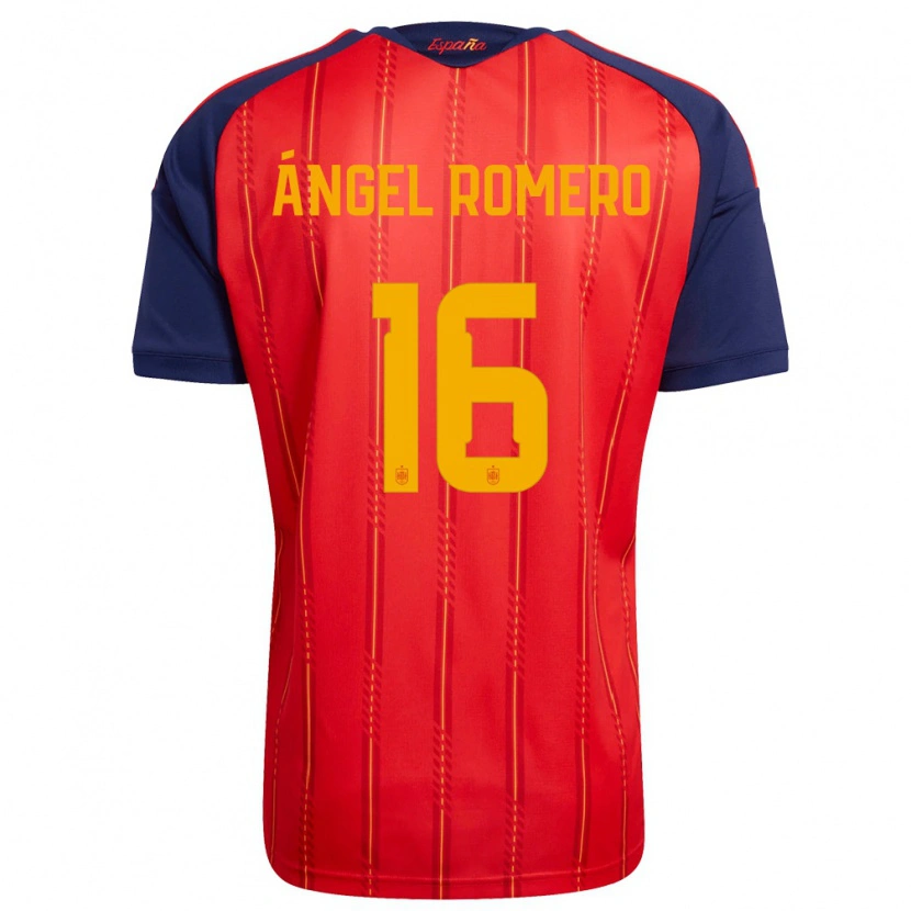 Danxen Hombre Camiseta España Miguel Romero #16 Rojo Marino Amarillo 1ª Equipación 26-28 La Camisa México