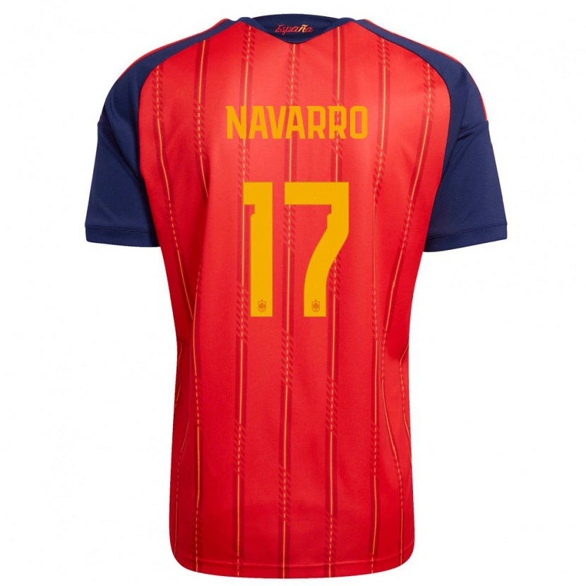 Danxen Hombre Camiseta España Robert Navarro #17 Rojo Marino Amarillo 1ª Equipación 26-28 La Camisa México