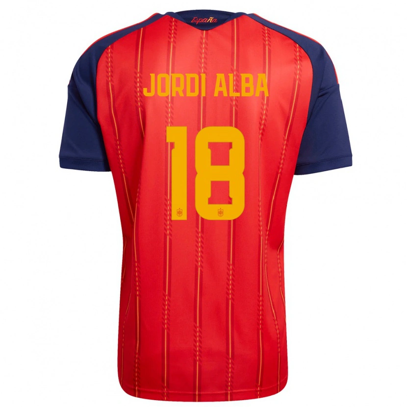 Danxen Hombre Camiseta España Jordi Alba #18 Rojo Marino Amarillo 1ª Equipación 26-28 La Camisa México