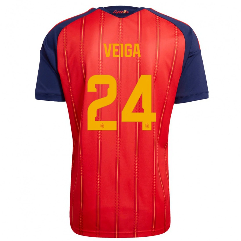 Danxen Hombre Camiseta España Gabri Veiga #24 Rojo Marino Amarillo 1ª Equipación 26-28 La Camisa México