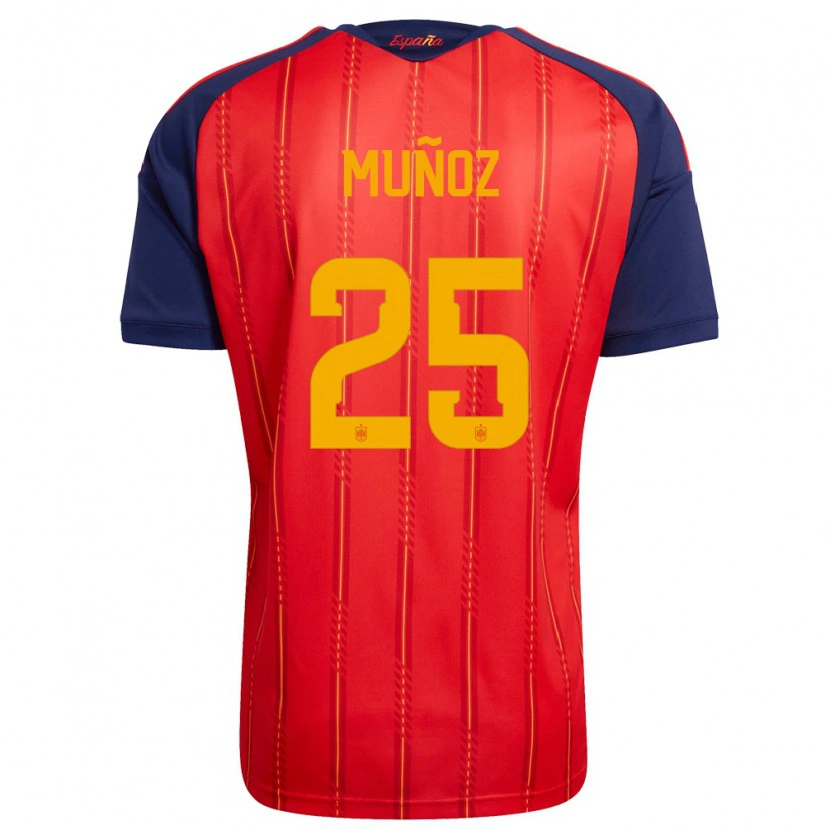Danxen Hombre Camiseta España Víctor Muñoz #25 Rojo Marino Amarillo 1ª Equipación 26-28 La Camisa México