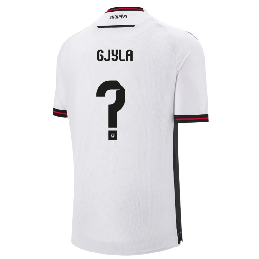 Danxen Hombre Camiseta Albania Briajan Gjyla #0 Blanco Negro 2ª Equipación 26-28 La Camisa México