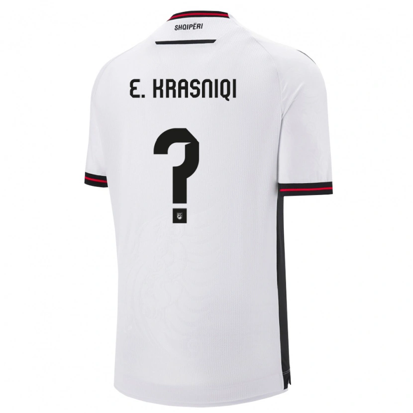 Danxen Hombre Camiseta Albania Erald Krasniqi #0 Blanco Negro 2ª Equipación 26-28 La Camisa México