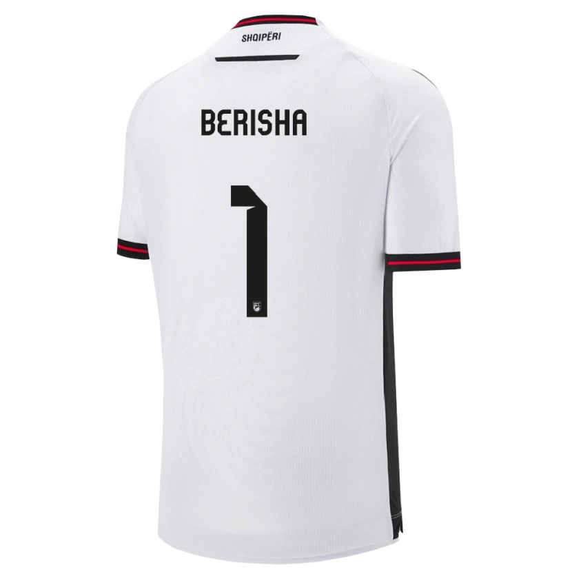 Danxen Hombre Camiseta Albania Etrit Berisha #1 Blanco Negro 2ª Equipación 26-28 La Camisa México