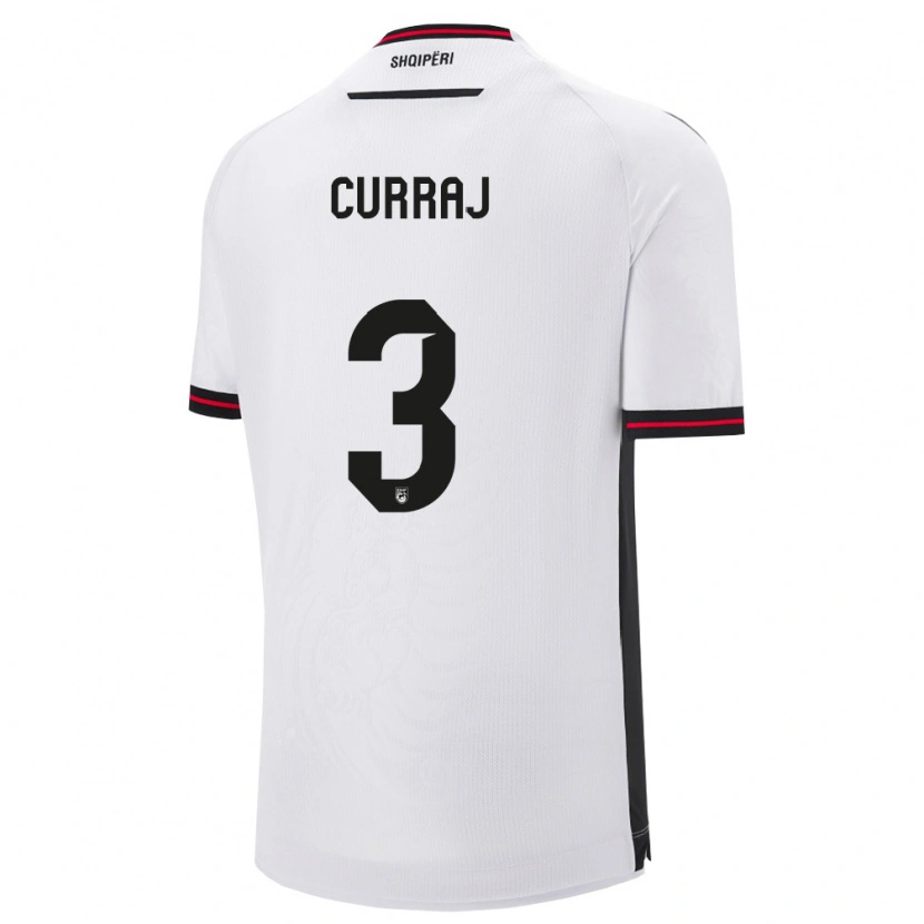 Danxen Hombre Camiseta Albania Arbenita Curraj #3 Blanco Negro 2ª Equipación 26-28 La Camisa México