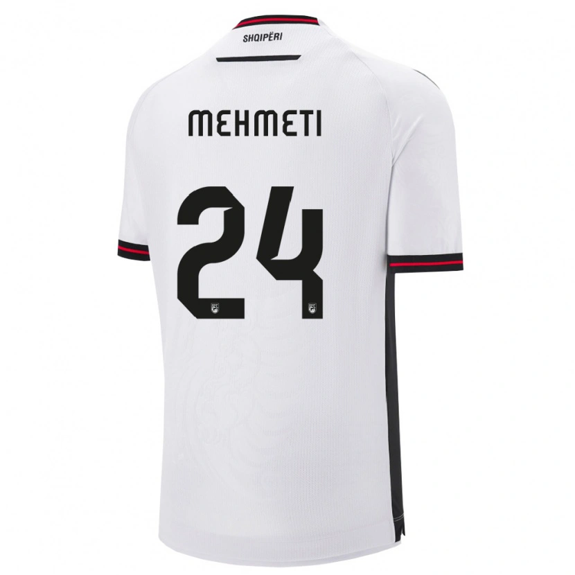 Danxen Hombre Camiseta Albania Anis Mehmeti #24 Blanco Negro 2ª Equipación 26-28 La Camisa México