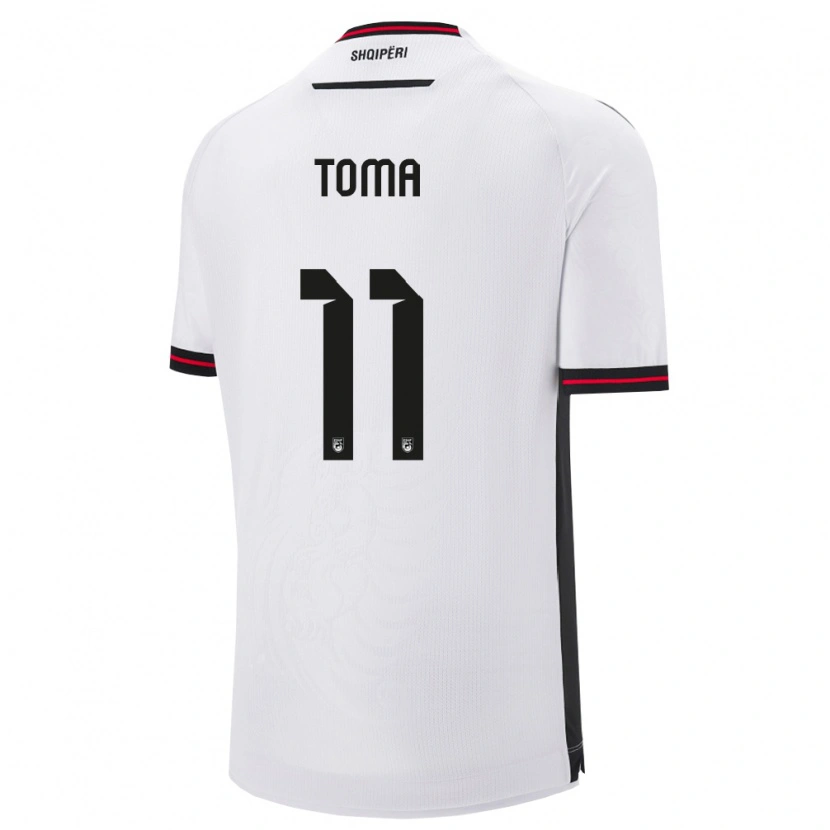 Danxen Hombre Camiseta Albania Rrok Toma #11 Blanco Negro 2ª Equipación 26-28 La Camisa México