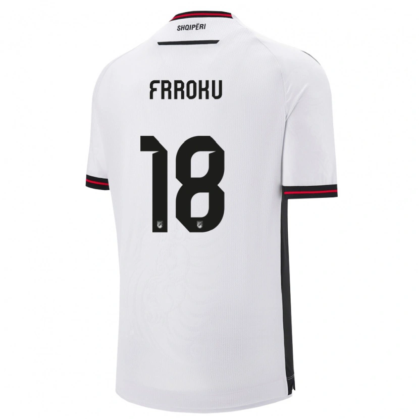 Danxen Hombre Camiseta Albania Leandro Frroku #18 Blanco Negro 2ª Equipación 26-28 La Camisa México