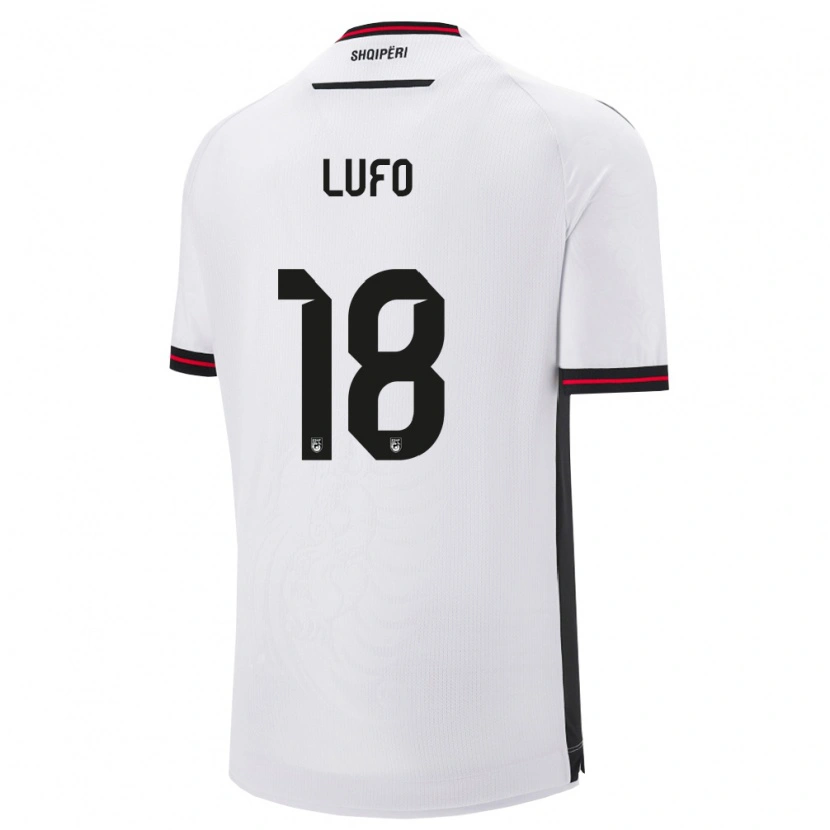Danxen Hombre Camiseta Albania Esi Lufo #18 Blanco Negro 2ª Equipación 26-28 La Camisa México
