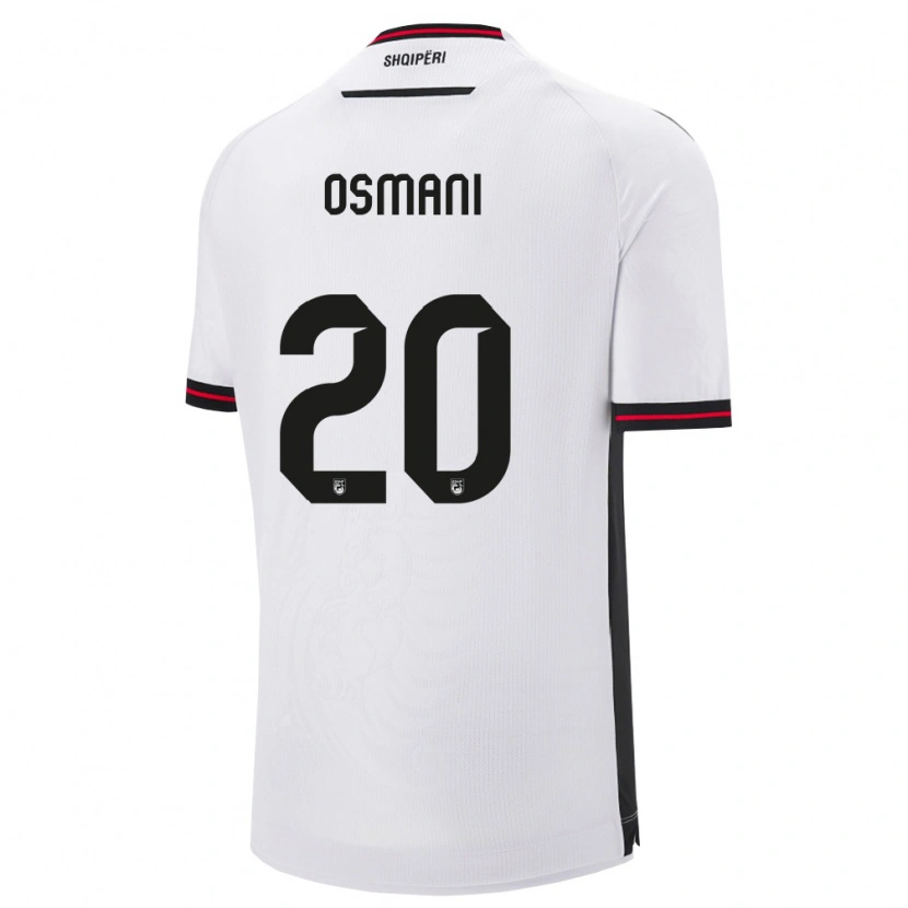 Danxen Hombre Camiseta Albania Enes Osmani #20 Blanco Negro 2ª Equipación 26-28 La Camisa México