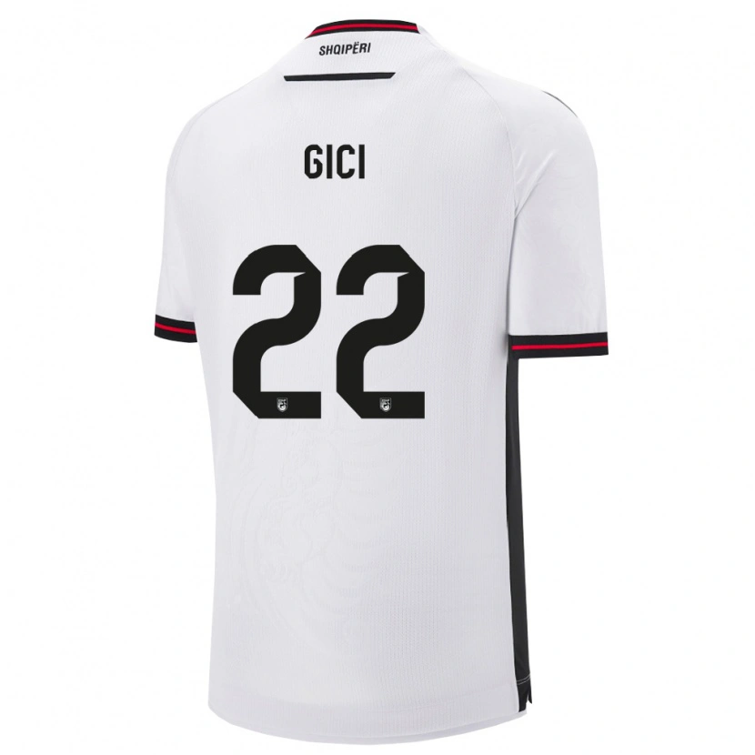 Danxen Hombre Camiseta Albania Matias Gici #22 Blanco Negro 2ª Equipación 26-28 La Camisa México