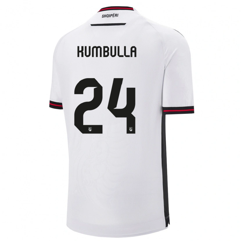Danxen Hombre Camiseta Albania Marash Kumbulla #24 Blanco Negro 2ª Equipación 26-28 La Camisa México