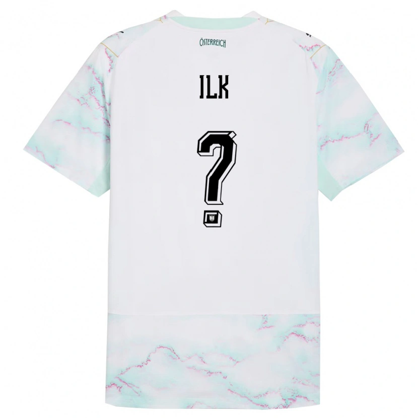 Danxen Hombre Camiseta Austria Jonas Ilk #0 Blanco Verde Oro 2ª Equipación 26-28 La Camisa México