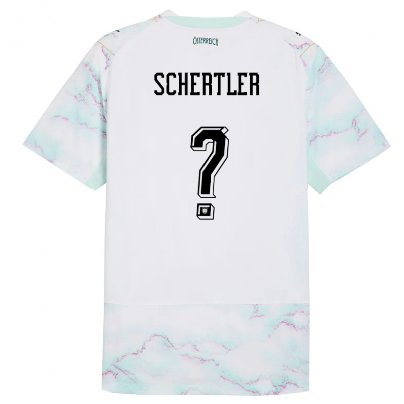 Danxen Hombre Camiseta Austria Felix Schertler #0 Blanco Verde Oro 2ª Equipación 26-28 La Camisa México