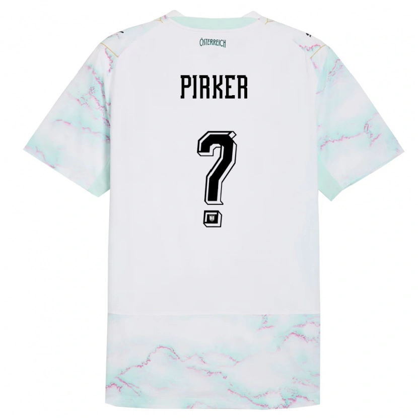 Danxen Hombre Camiseta Austria Sebastian Pirker #0 Blanco Verde Oro 2ª Equipación 26-28 La Camisa México