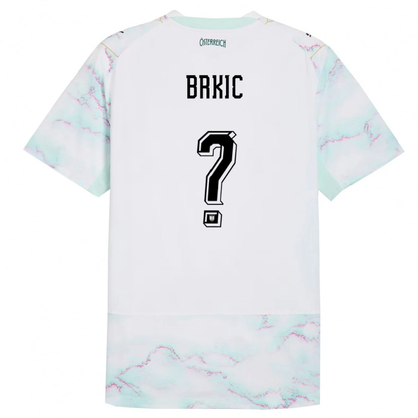 Danxen Hombre Camiseta Austria Tarik Brkic #0 Blanco Verde Oro 2ª Equipación 26-28 La Camisa México