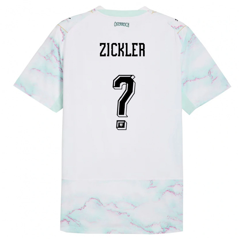 Danxen Hombre Camiseta Austria Jakob Zickler #0 Blanco Verde Oro 2ª Equipación 26-28 La Camisa México