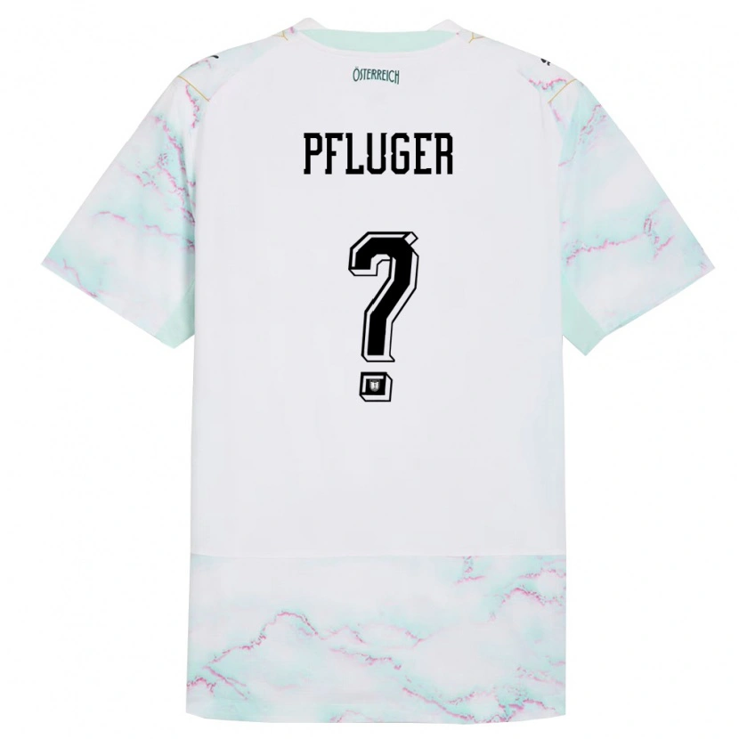 Danxen Hombre Camiseta Austria Luis Pfluger #0 Blanco Verde Oro 2ª Equipación 26-28 La Camisa México