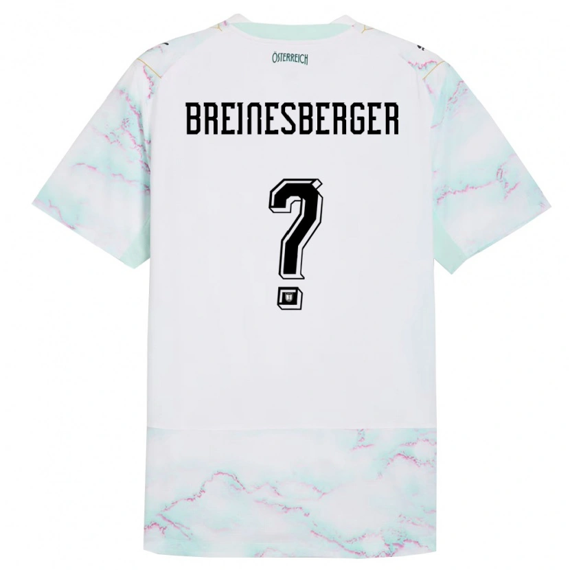 Danxen Hombre Camiseta Austria Christoph Breinesberger #0 Blanco Verde Oro 2ª Equipación 26-28 La Camisa México