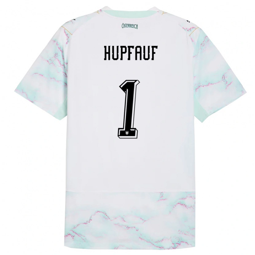 Danxen Hombre Camiseta Austria Teo Hupfauf #1 Blanco Verde Oro 2ª Equipación 26-28 La Camisa México