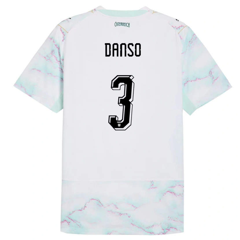 Danxen Hombre Camiseta Austria Kevin Danso #3 Blanco Verde Oro 2ª Equipación 26-28 La Camisa México