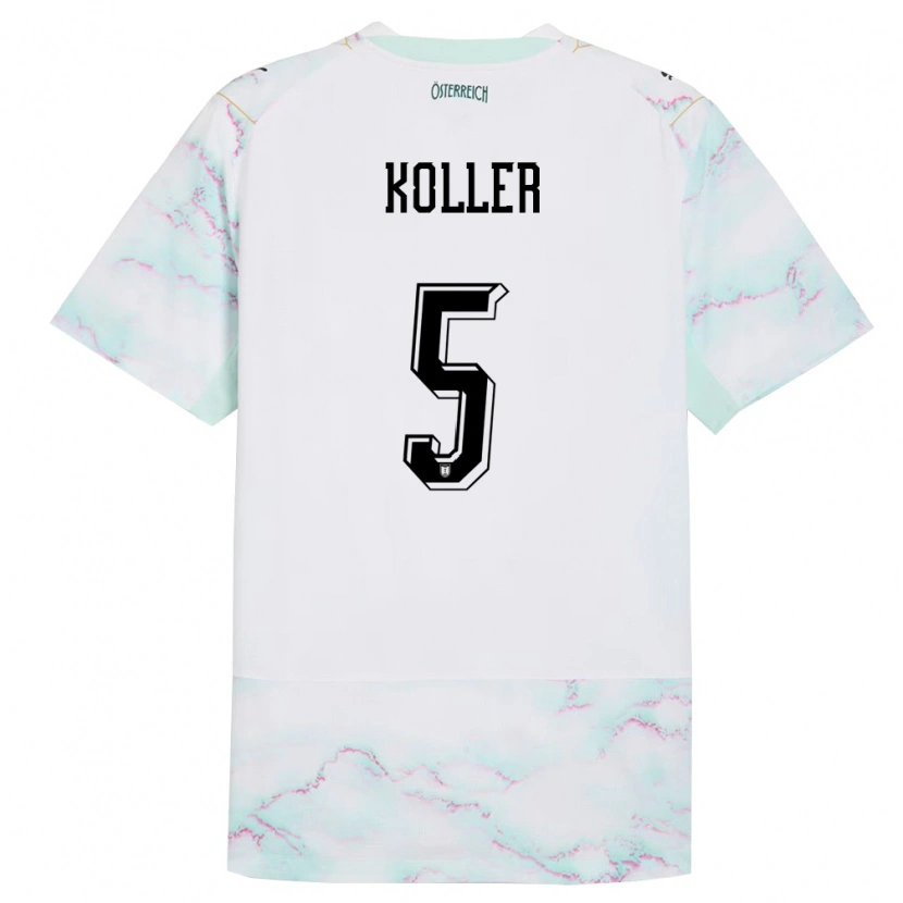 Danxen Hombre Camiseta Austria Paul Koller #5 Blanco Verde Oro 2ª Equipación 26-28 La Camisa México