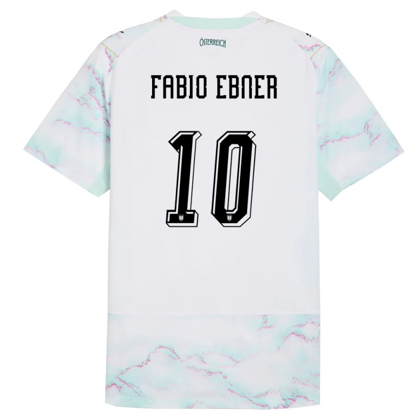 Danxen Hombre Camiseta Austria Fabio Ebner #10 Blanco Verde Oro 2ª Equipación 26-28 La Camisa México