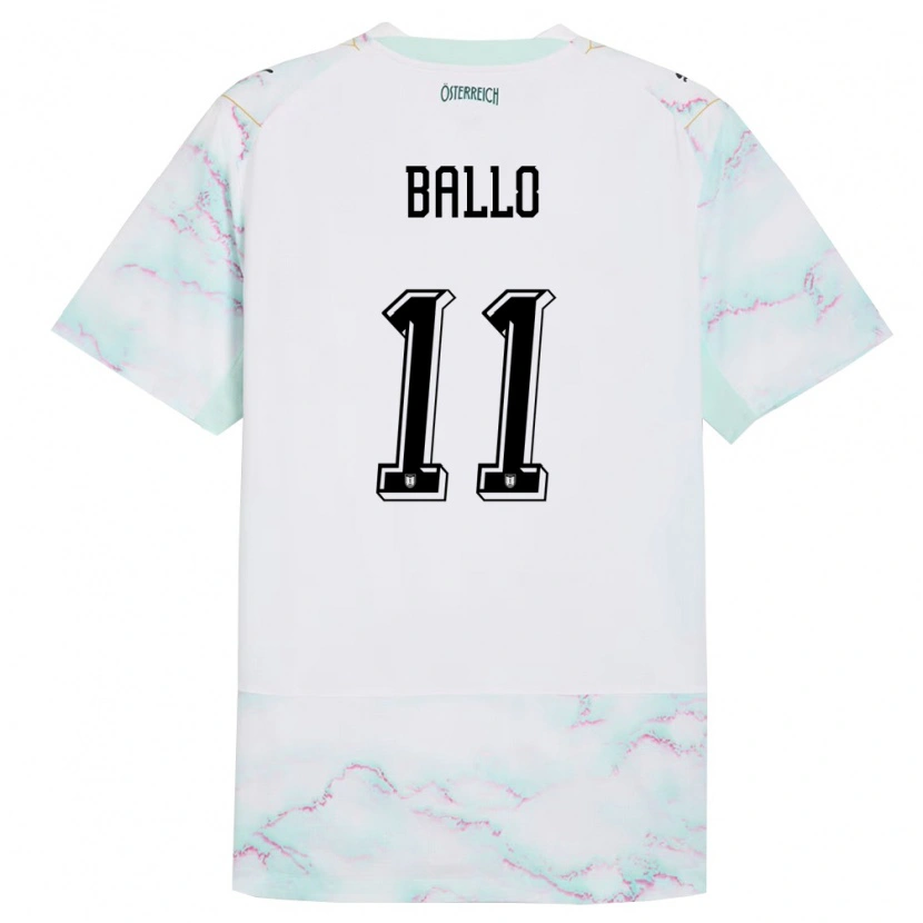 Danxen Hombre Camiseta Austria Thierno Ballo #11 Blanco Verde Oro 2ª Equipación 26-28 La Camisa México