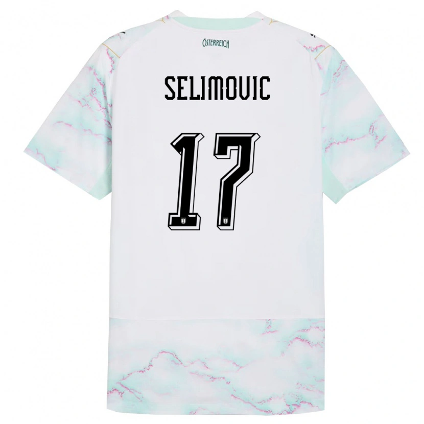 Danxen Hombre Camiseta Austria Amar Selimovic #17 Blanco Verde Oro 2ª Equipación 26-28 La Camisa México