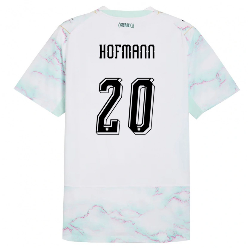 Danxen Hombre Camiseta Austria Florian Hofmann #20 Blanco Verde Oro 2ª Equipación 26-28 La Camisa México
