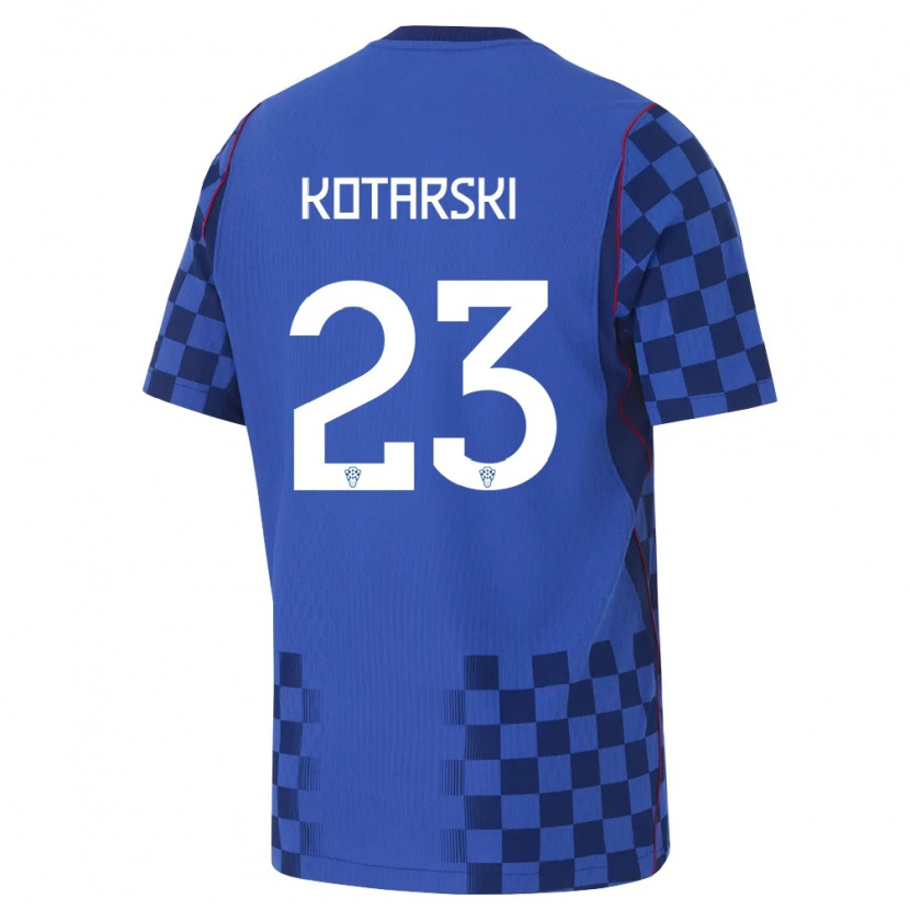 Danxen Hombre Camiseta Croacia Dominik Kotarski #23 Azul Marino Rojo 2ª Equipación 26-28 La Camisa México