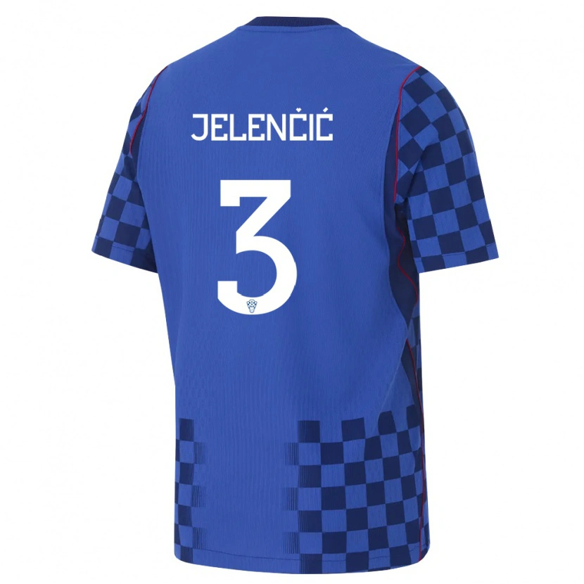 Danxen Hombre Camiseta Croacia Ana Jelencic #3 Azul Marino Rojo 2ª Equipación 26-28 La Camisa México