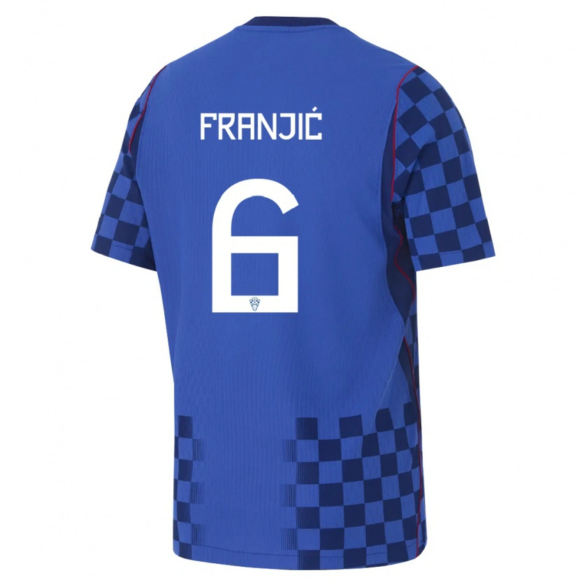 Danxen Hombre Camiseta Croacia Bartol Franjic #6 Azul Marino Rojo 2ª Equipación 26-28 La Camisa México