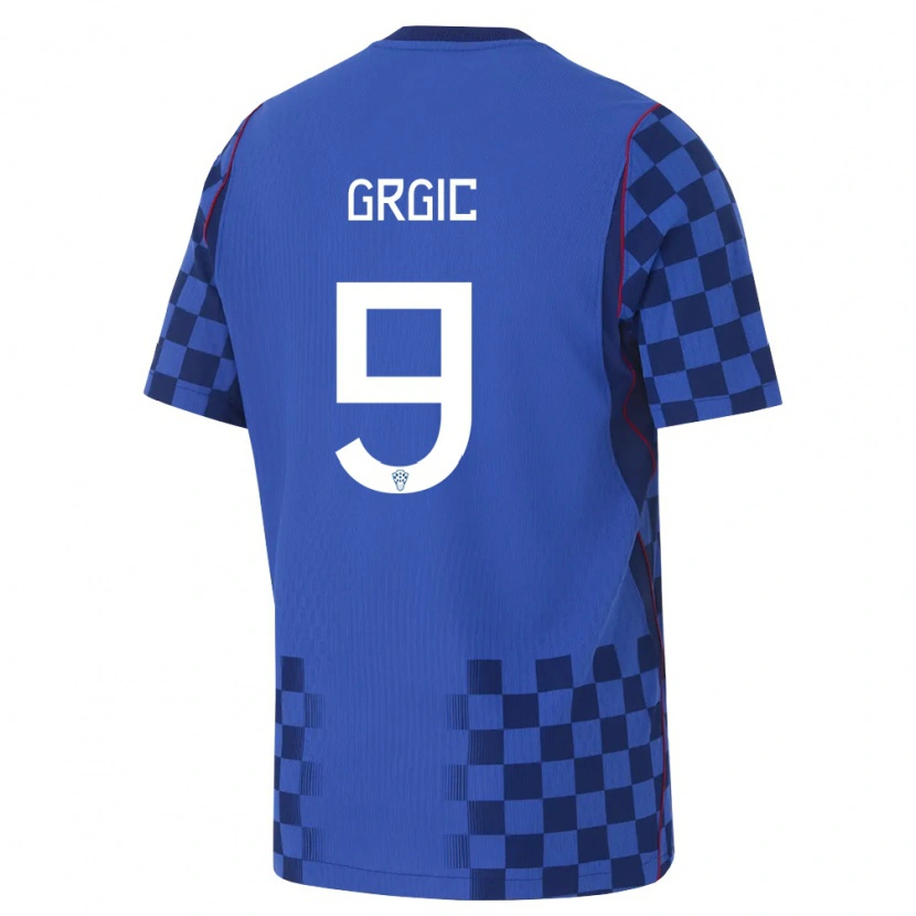 Danxen Hombre Camiseta Croacia Leon Grgic #9 Azul Marino Rojo 2ª Equipación 26-28 La Camisa México