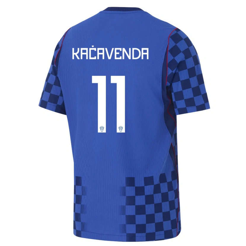 Danxen Hombre Camiseta Croacia Lukas Kacavenda #11 Azul Marino Rojo 2ª Equipación 26-28 La Camisa México