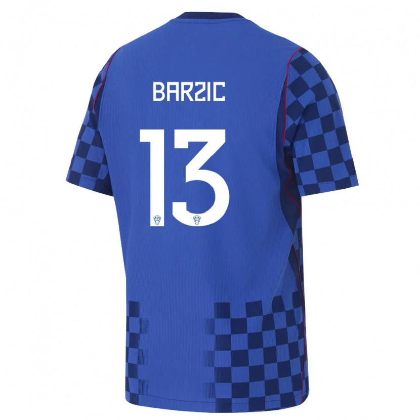 Danxen Hombre Camiseta Croacia Matia Barzic #13 Azul Marino Rojo 2ª Equipación 26-28 La Camisa México