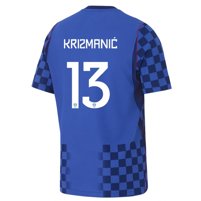 Danxen Hombre Camiseta Croacia Kresimir Krizmanic #13 Azul Marino Rojo 2ª Equipación 26-28 La Camisa México